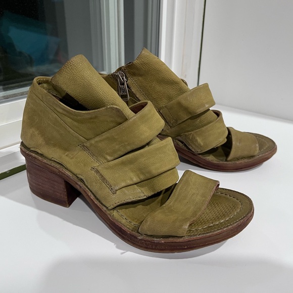 A.S.98 Yellow-green Heeled Sandals 37-7 - Picture 1 of 13